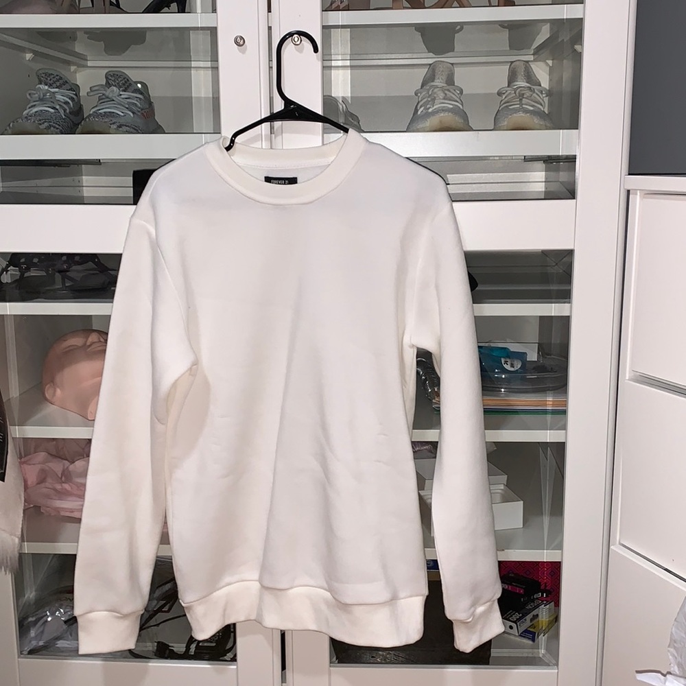 White Oversized crew neck sweater